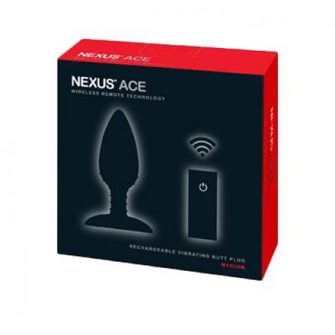 Чёрная вибровтулка NEXUS ACE MEDIUM с дистанционным управлением - 12 см.